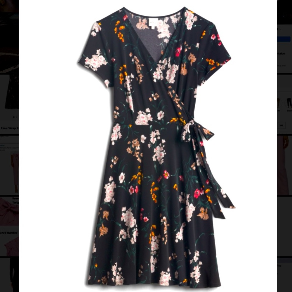 Kaileigh-Arnett Faux Wrap Knit Floral Dress